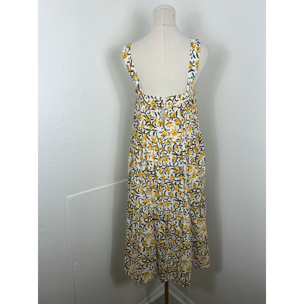 Lilla P Peplum Seam Tiered Floral Tank Midi Dress Yellow XS - Picture 8 of 8